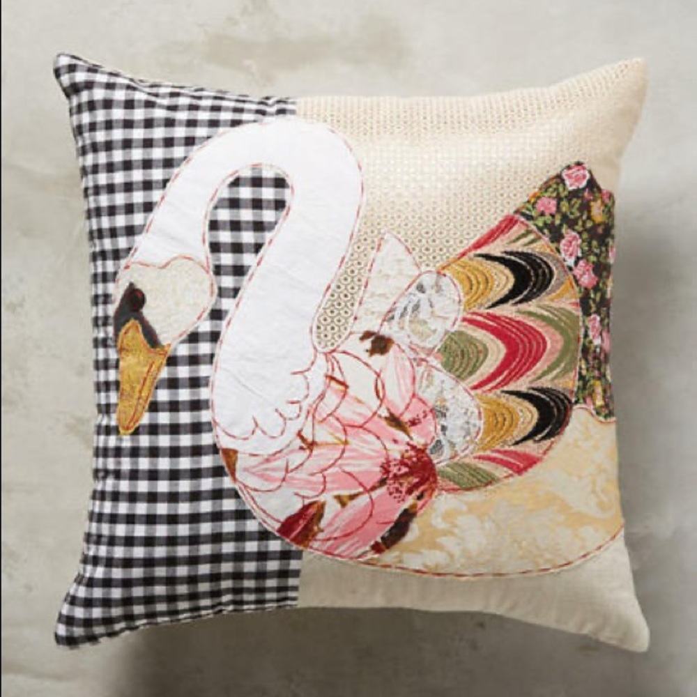 Carola Van Dyke for Anthropologie Swan Pillow